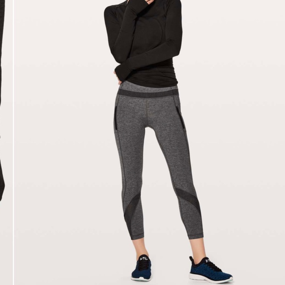 Lululemon Inspire Tight Leggings in Heathered Black and Black